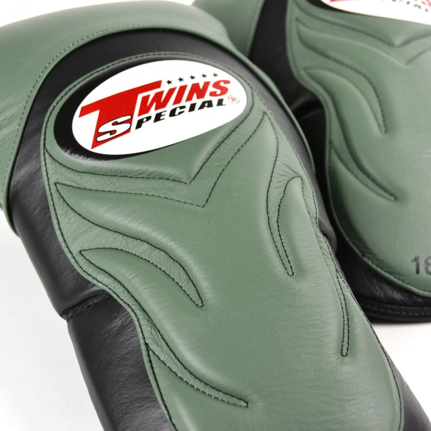 TWINS DELUXE SPARRING GLOVES-OLIVE GREEN/BLACK