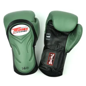 TWINS DELUXE SPARRING GLOVES-OLIVE GREEN/BLACK