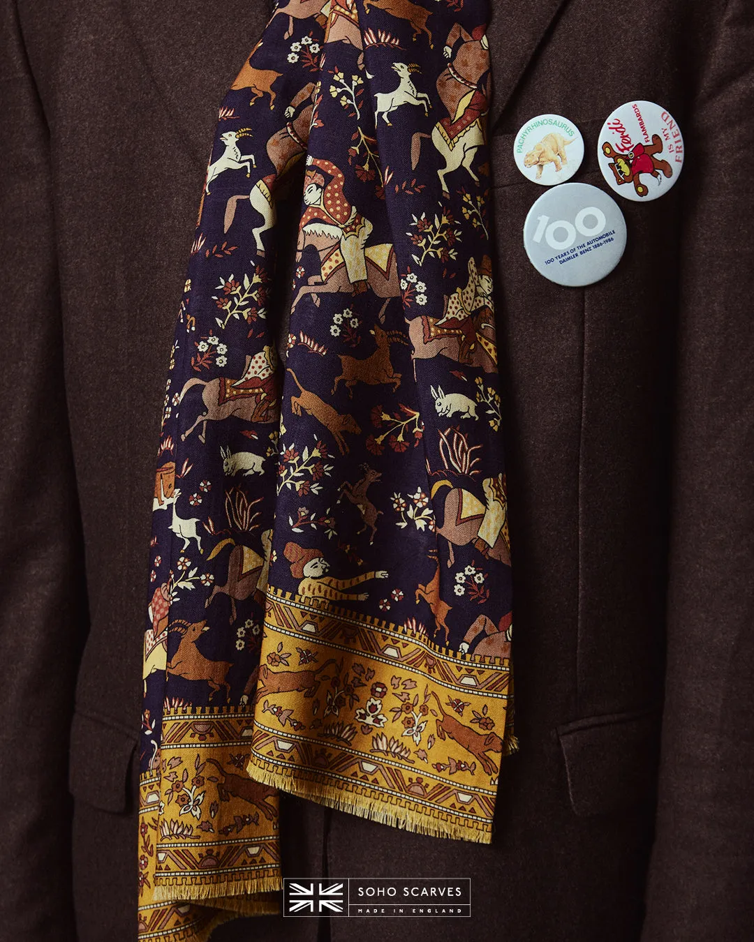 UK Wool and Silk Scarf - Hunters in Indigo