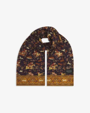 UK Wool and Silk Scarf - Hunters in Indigo