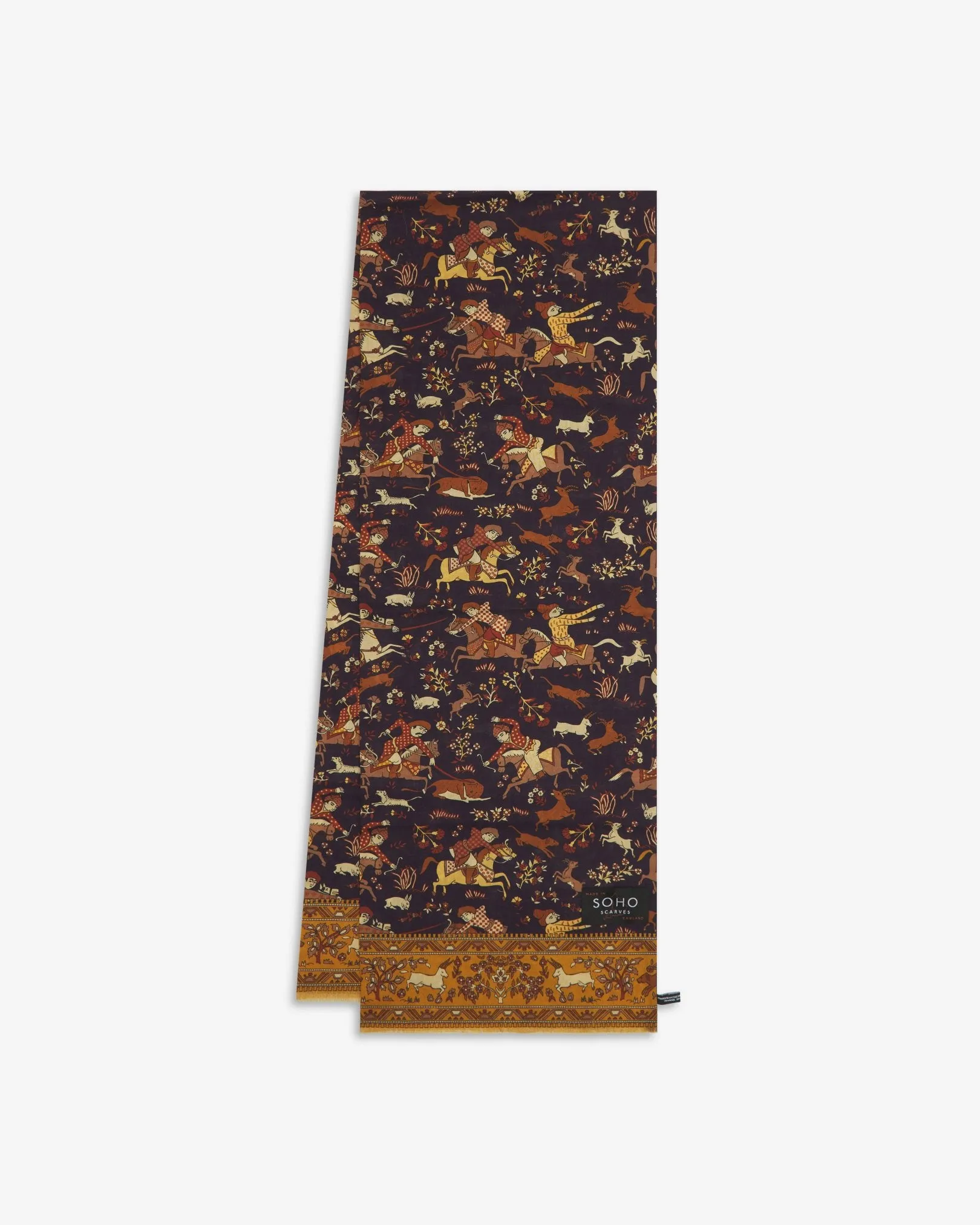 UK Wool and Silk Scarf - Hunters in Indigo