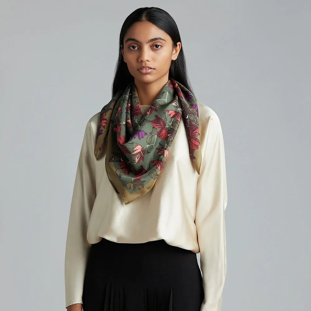 Under the Bougainvillea' Silk Scarf