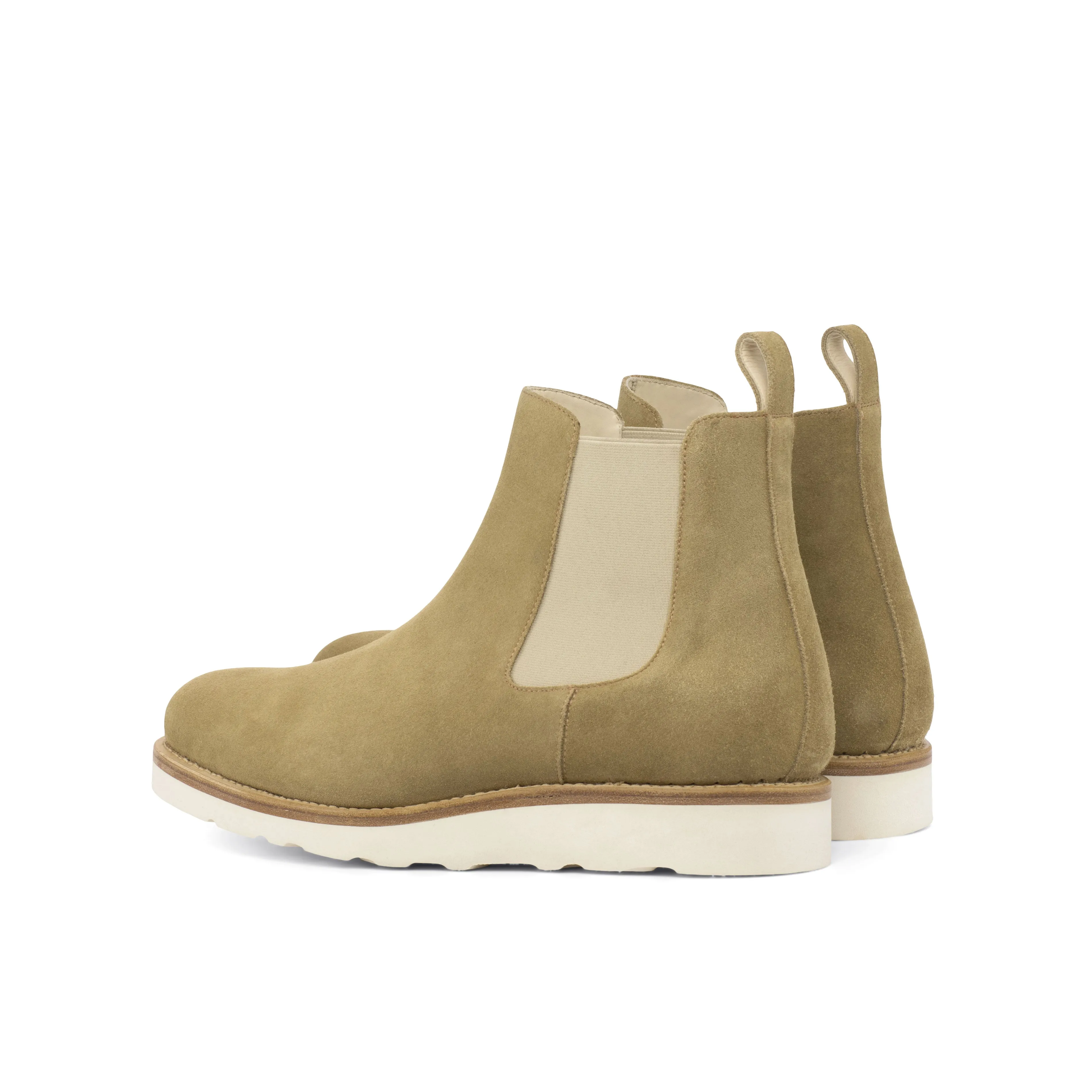 Unique Handcrafted Camel Lux Suede Chelsea Boots w/ Sportwedge Sole