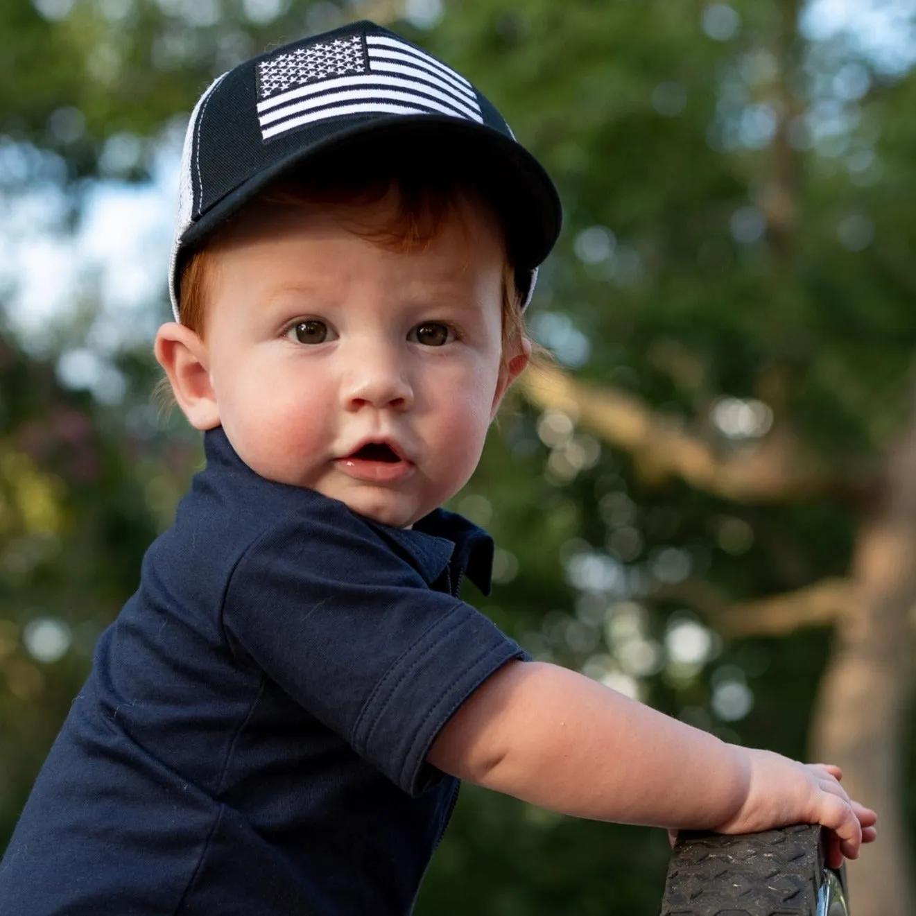 USA Flag White Mesh Trucker Hat