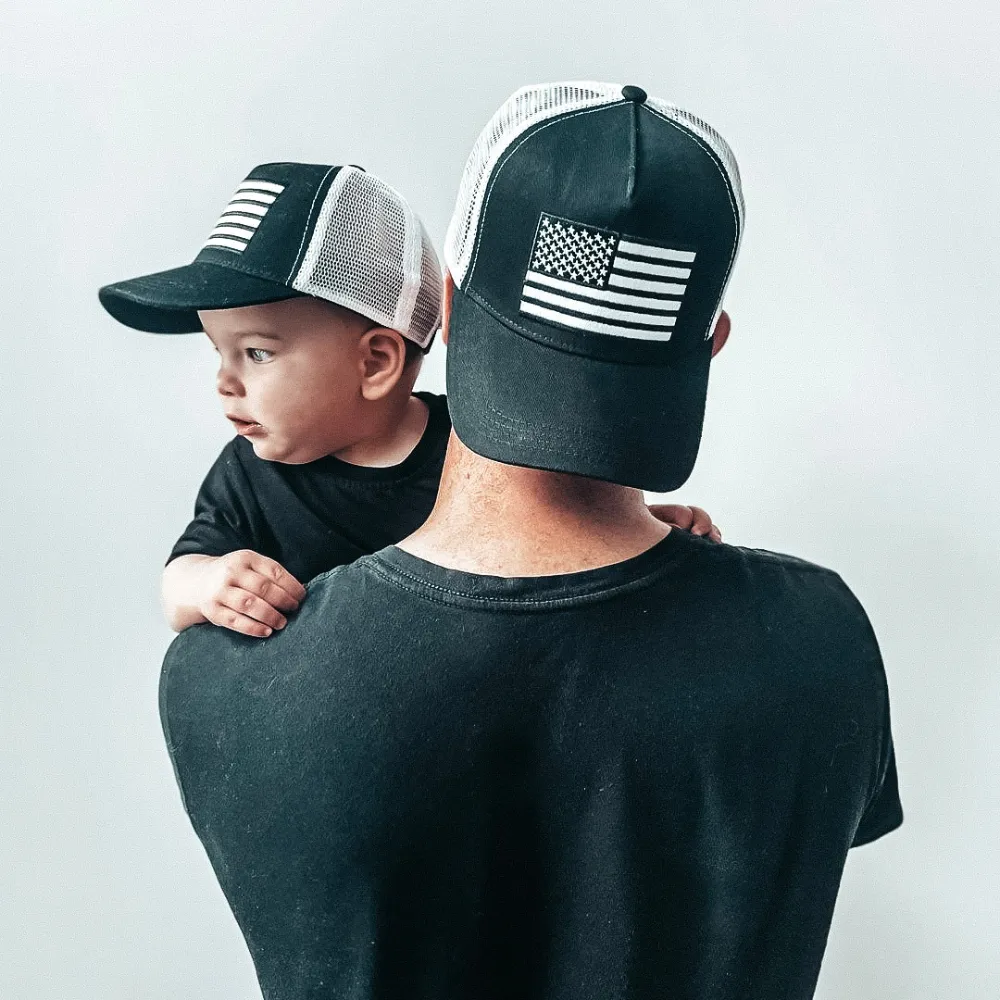 USA Flag White Mesh Trucker Hat