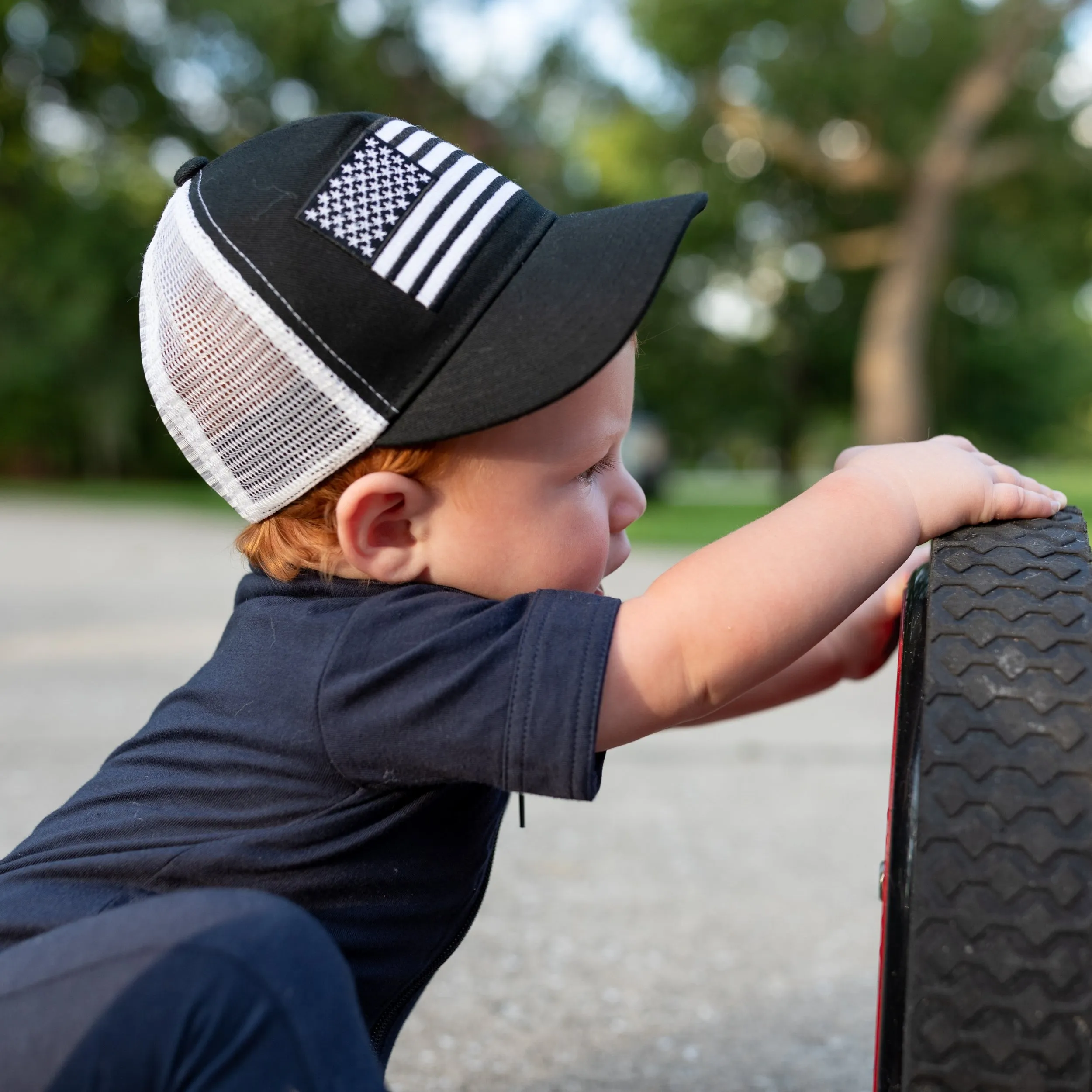 USA Flag White Mesh Trucker Hat