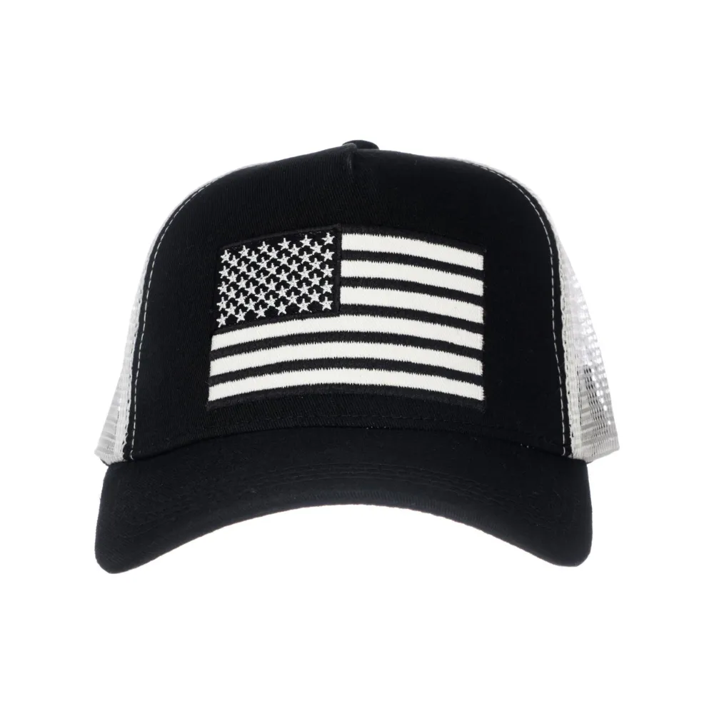 USA Flag White Mesh Trucker Hat