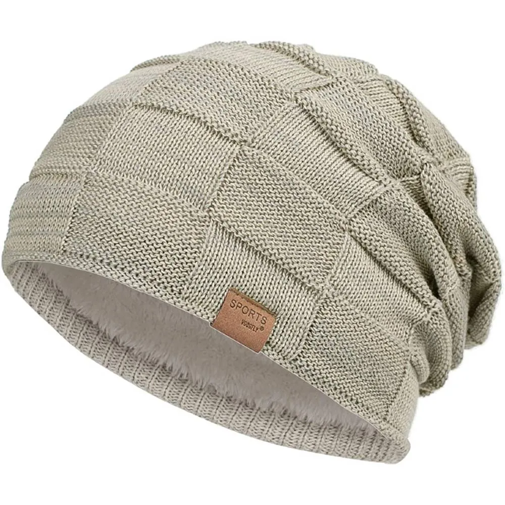 Vgogfly Slouchy Beanie for Men Winter Hats for Guys Cool Beanies Mens Lined Knit Warm Thick Skully Stocking Binie Hat | Multiple Colors