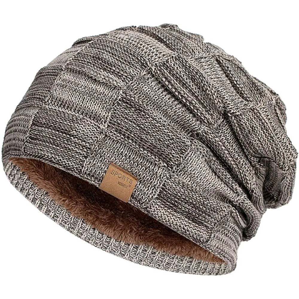 Vgogfly Slouchy Beanie for Men Winter Hats for Guys Cool Beanies Mens Lined Knit Warm Thick Skully Stocking Binie Hat | Multiple Colors