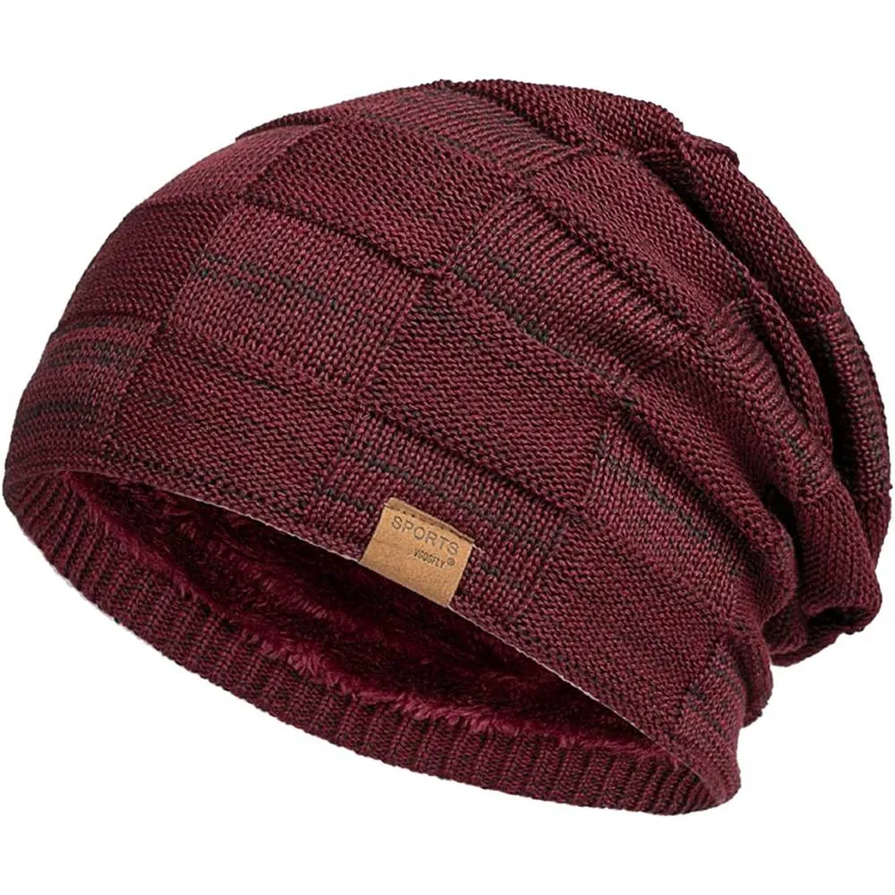 Vgogfly Slouchy Beanie for Men Winter Hats for Guys Cool Beanies Mens Lined Knit Warm Thick Skully Stocking Binie Hat | Multiple Colors