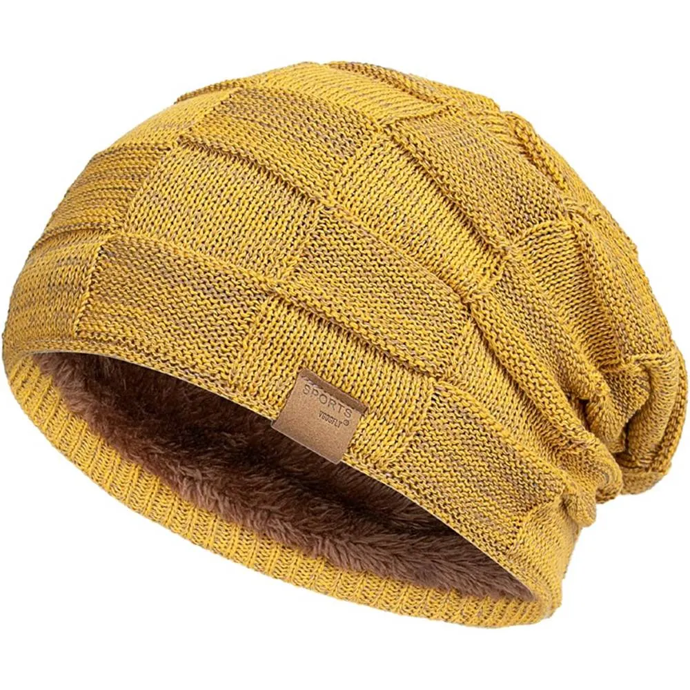 Vgogfly Slouchy Beanie for Men Winter Hats for Guys Cool Beanies Mens Lined Knit Warm Thick Skully Stocking Binie Hat | Multiple Colors