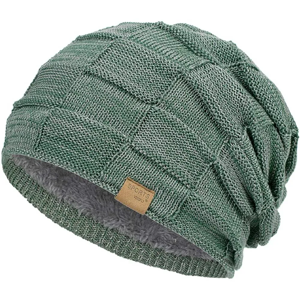 Vgogfly Slouchy Beanie for Men Winter Hats for Guys Cool Beanies Mens Lined Knit Warm Thick Skully Stocking Binie Hat | Multiple Colors