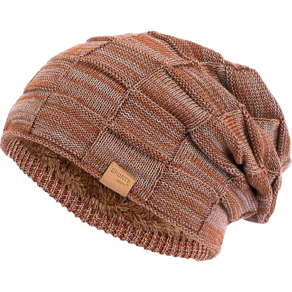 Vgogfly Slouchy Beanie for Men Winter Hats for Guys Cool Beanies Mens Lined Knit Warm Thick Skully Stocking Binie Hat | Multiple Colors