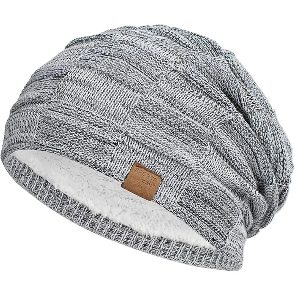 Vgogfly Slouchy Beanie for Men Winter Hats for Guys Cool Beanies Mens Lined Knit Warm Thick Skully Stocking Binie Hat | Multiple Colors