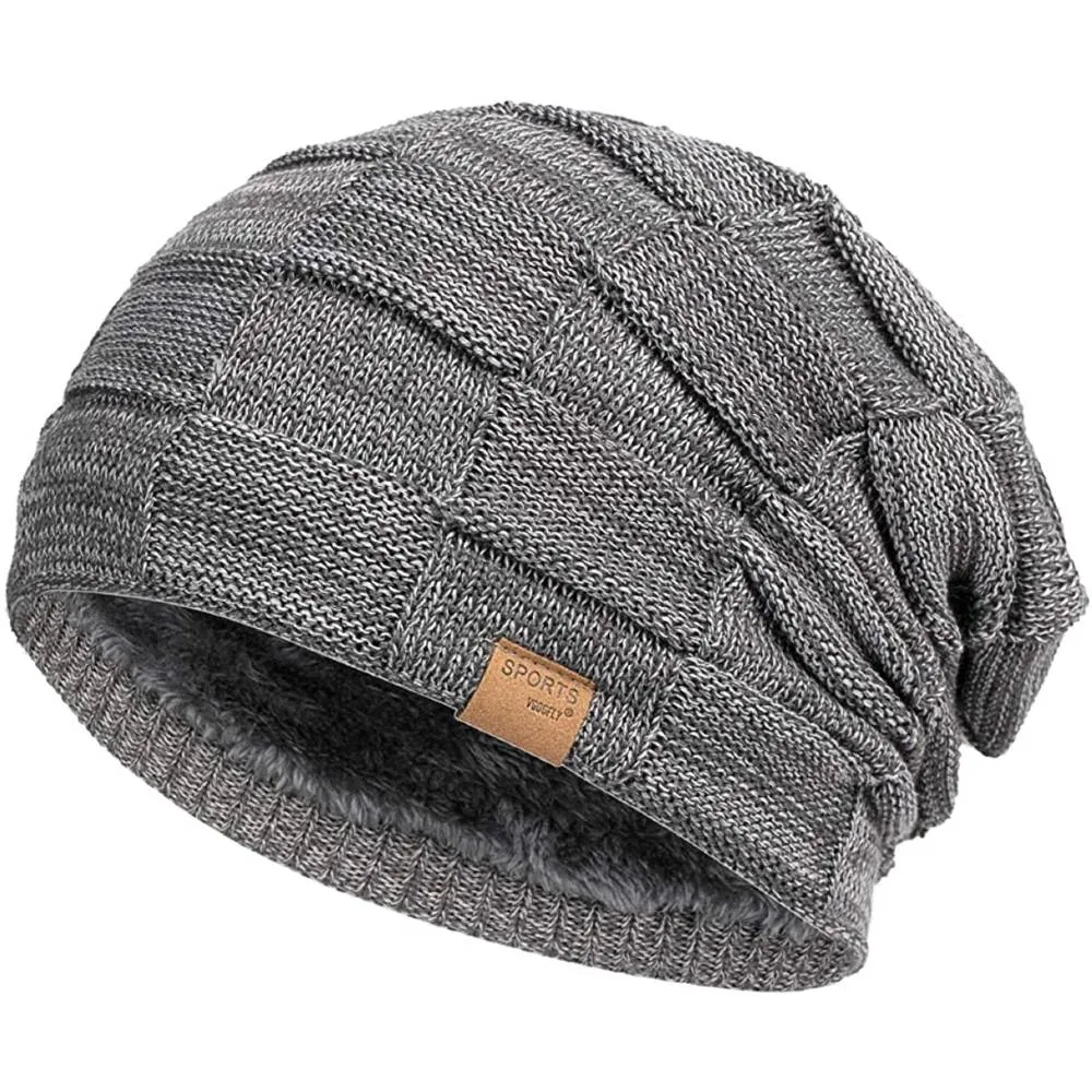 Vgogfly Slouchy Beanie for Men Winter Hats for Guys Cool Beanies Mens Lined Knit Warm Thick Skully Stocking Binie Hat | Multiple Colors