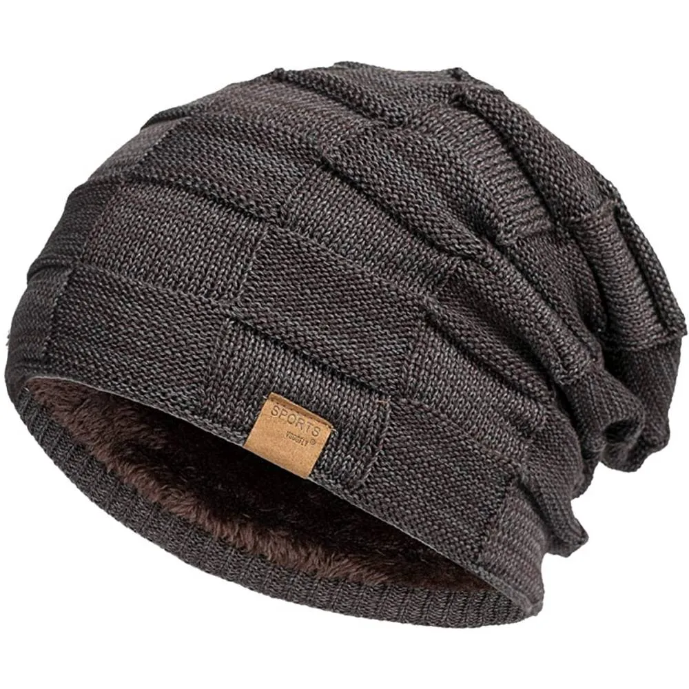 Vgogfly Slouchy Beanie for Men Winter Hats for Guys Cool Beanies Mens Lined Knit Warm Thick Skully Stocking Binie Hat | Multiple Colors
