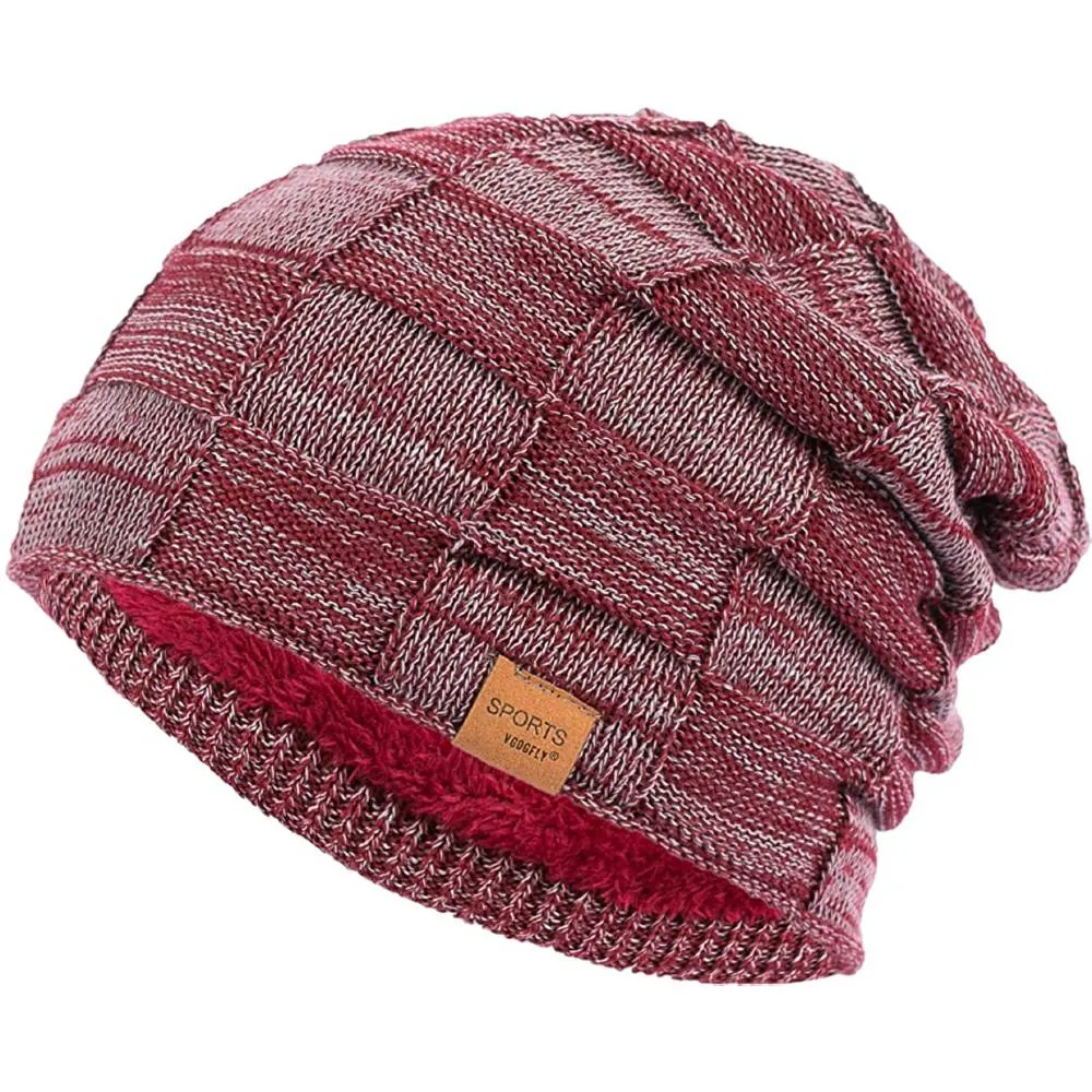 Vgogfly Slouchy Beanie for Men Winter Hats for Guys Cool Beanies Mens Lined Knit Warm Thick Skully Stocking Binie Hat | Multiple Colors