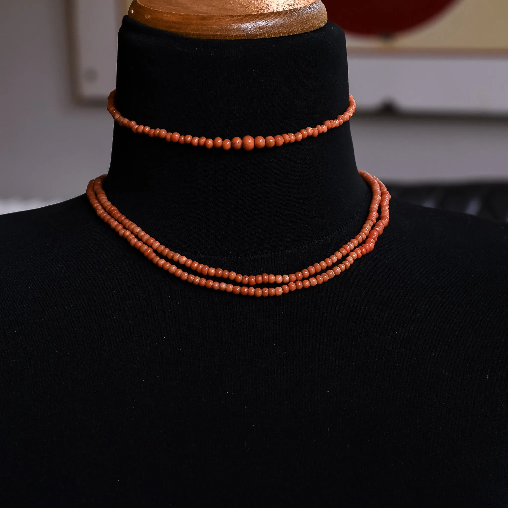 Victorian Mother's & Daughter's Coral Necklaces