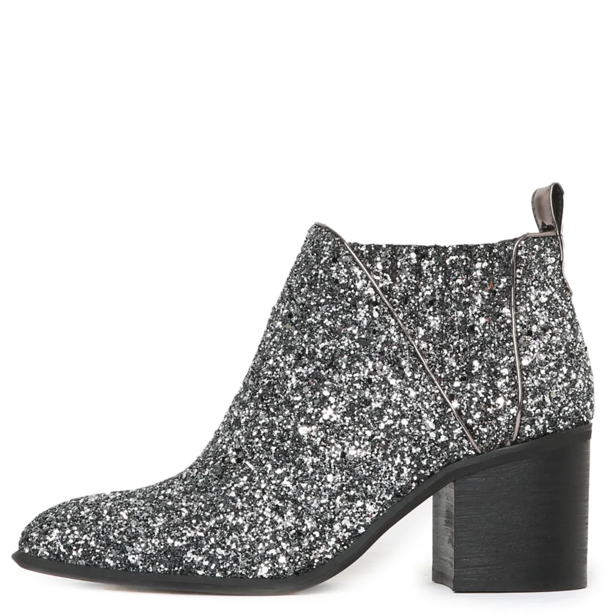 Viggo Glitter Pewter Heeled Booties