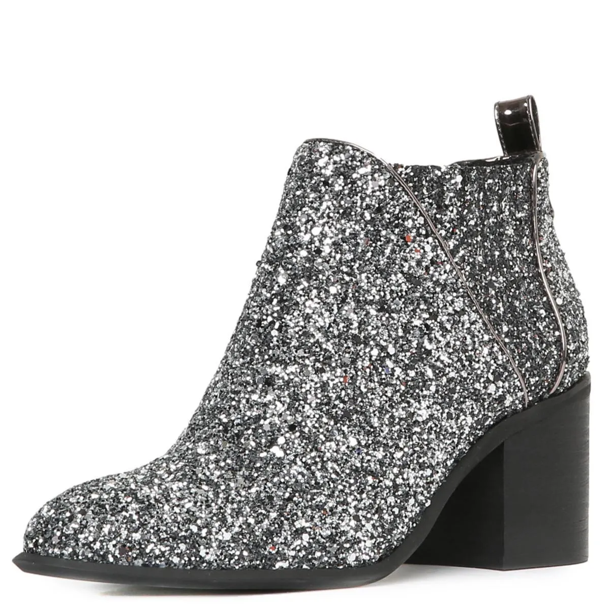 Viggo Glitter Pewter Heeled Booties