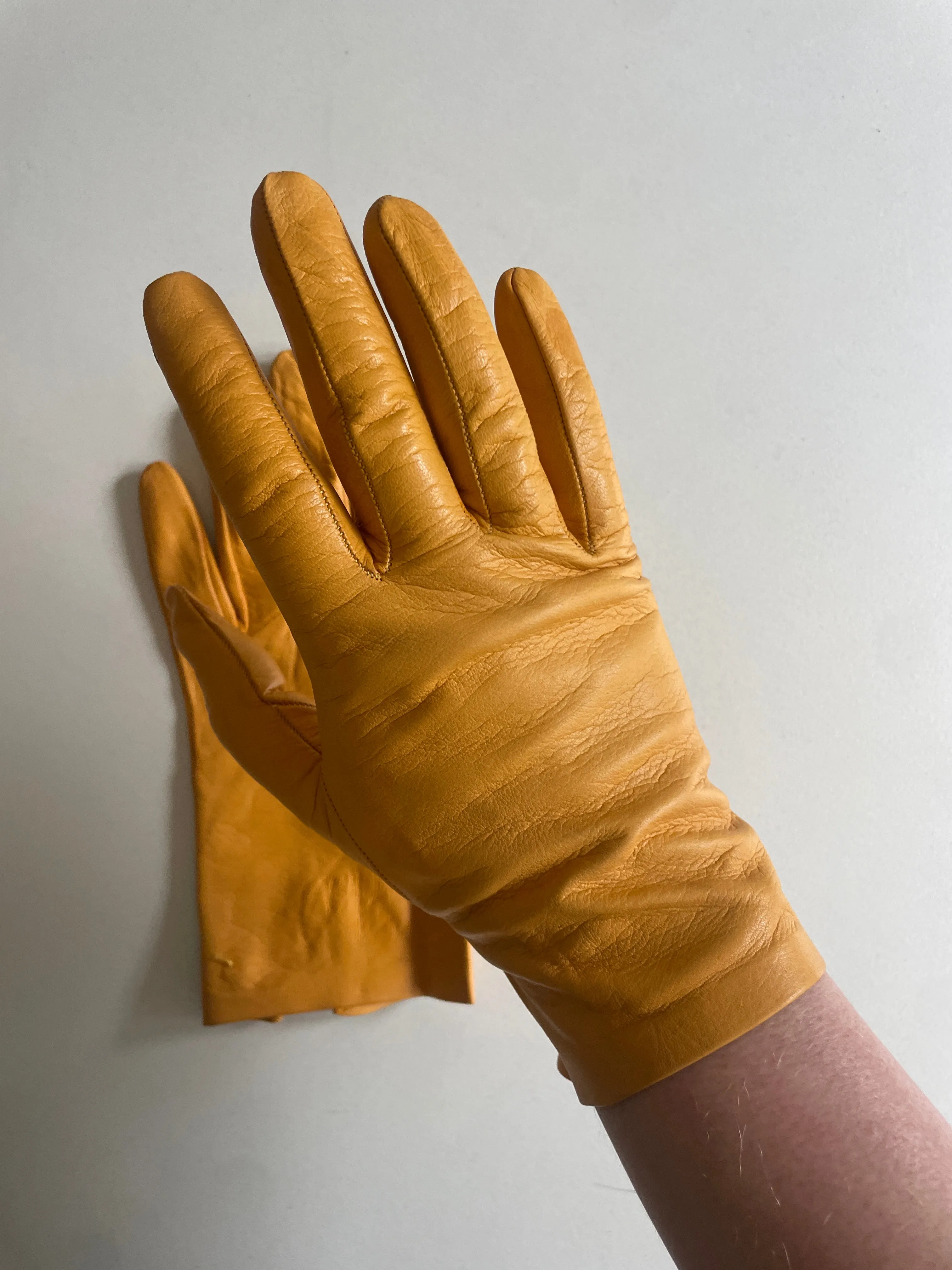 Vintage Mustard Yellow Kid Leather Gloves