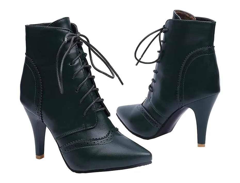 Vintage Winter Women Lace Up Lady Short Martin Boot