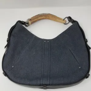 VINTAGE: Yves Saint Laurent Mombasa Deer Horn Denim Hobo Bag