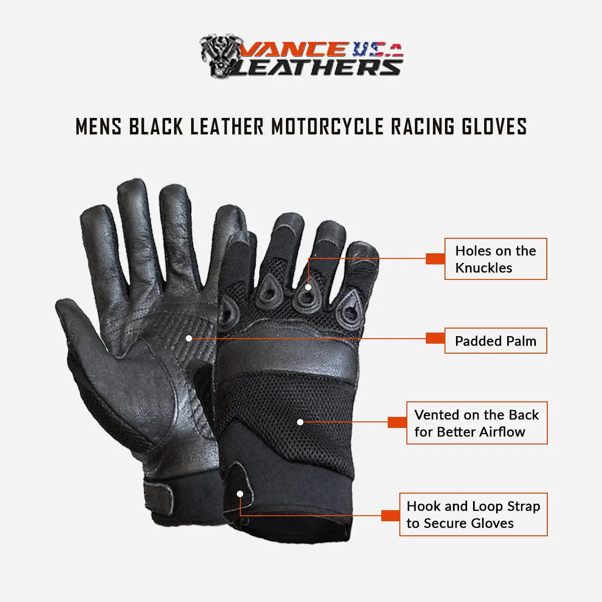 VL448 Vance Leather Racing Gloves