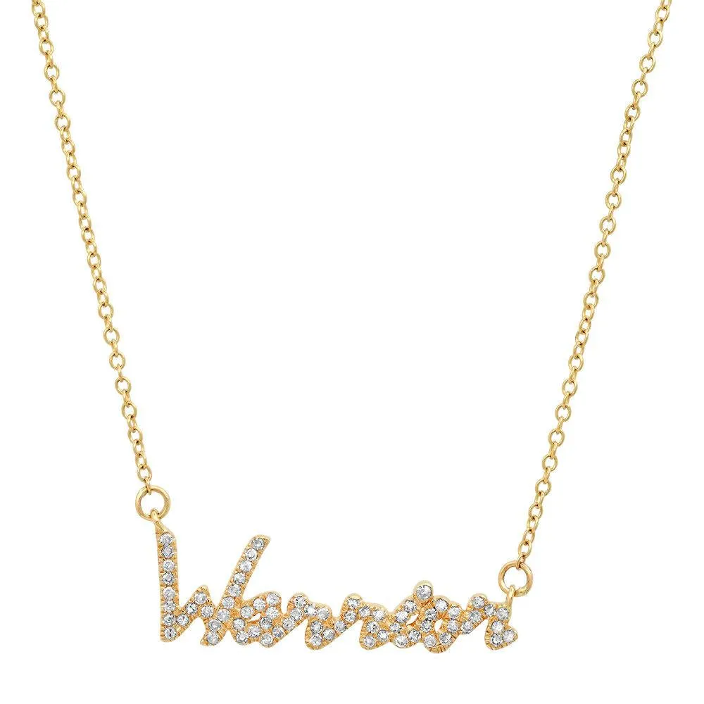 WARRIOR CURSIVE DIAMOND NECKLACE, GOLD