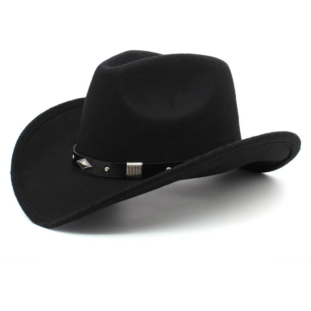 Western Cowboy Hats Wide Brim Panama Sunhats Fedora Caps
