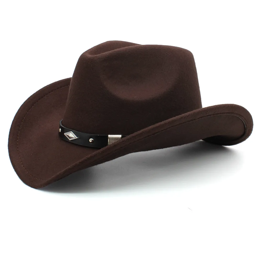 Western Cowboy Hats Wide Brim Panama Sunhats Fedora Caps