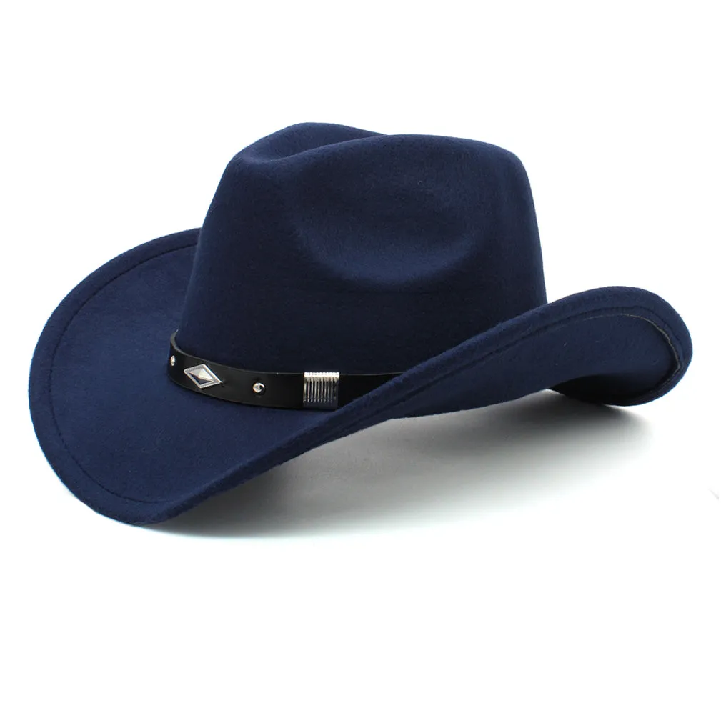 Western Cowboy Hats Wide Brim Panama Sunhats Fedora Caps