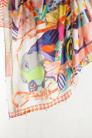 White Contemporary Silk Cotton Scarf