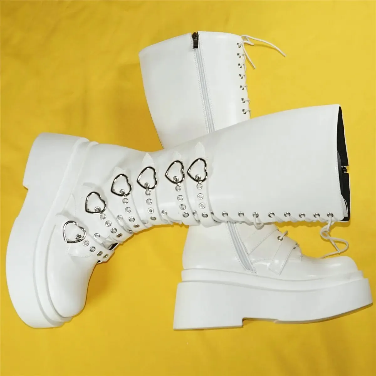 White goth boots