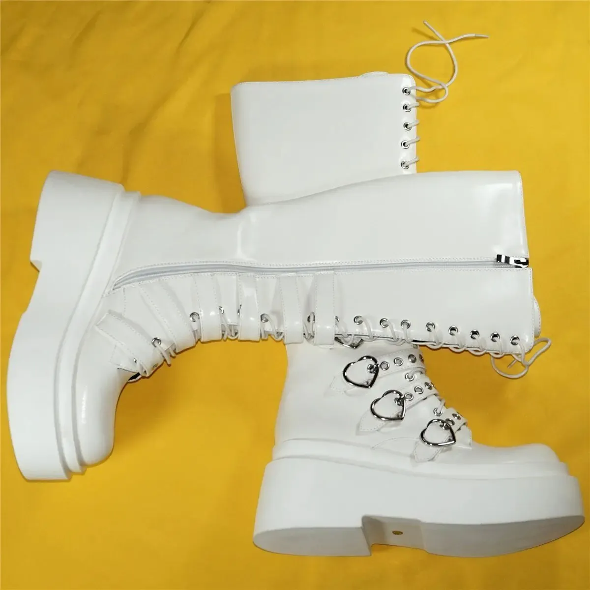 White goth boots