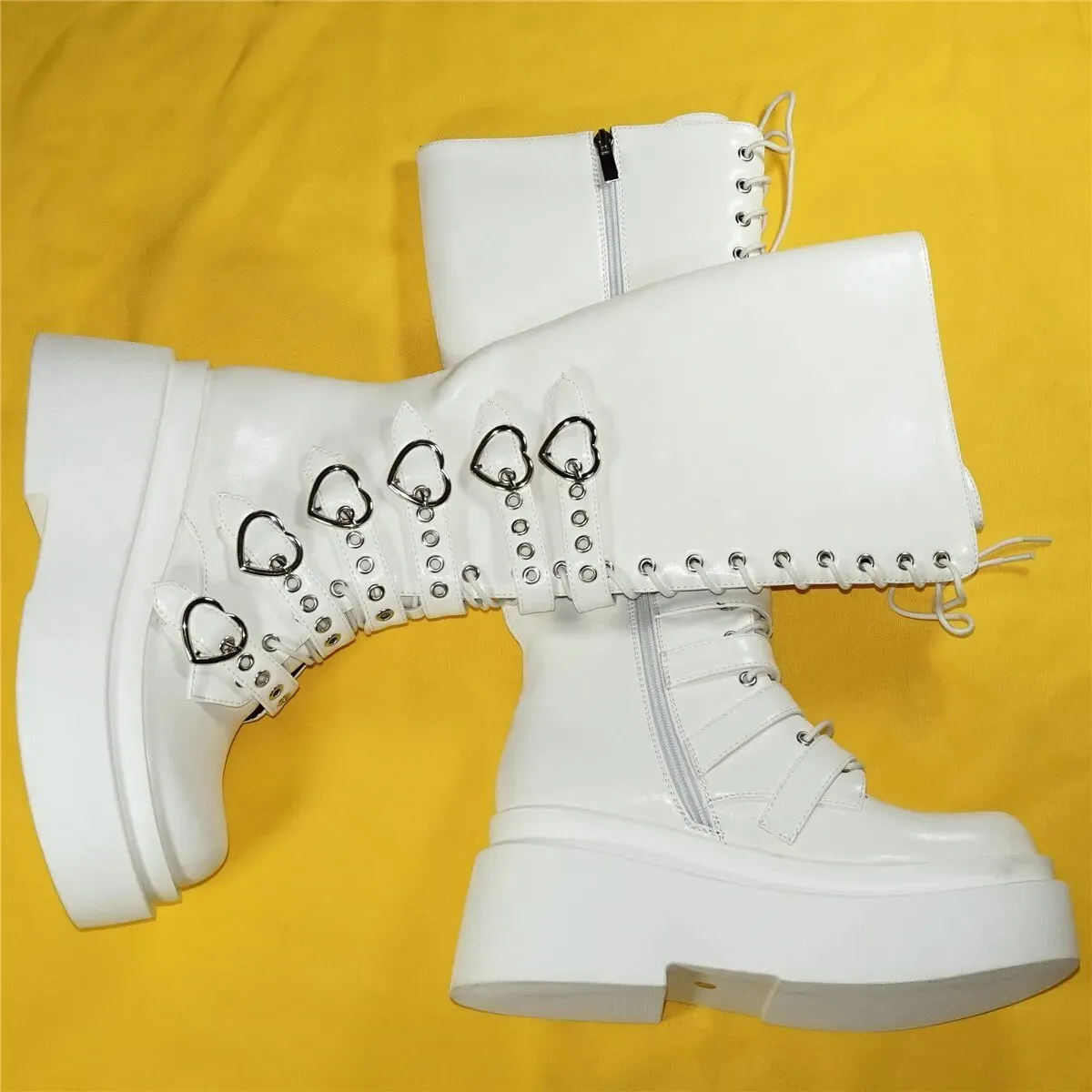 White goth boots
