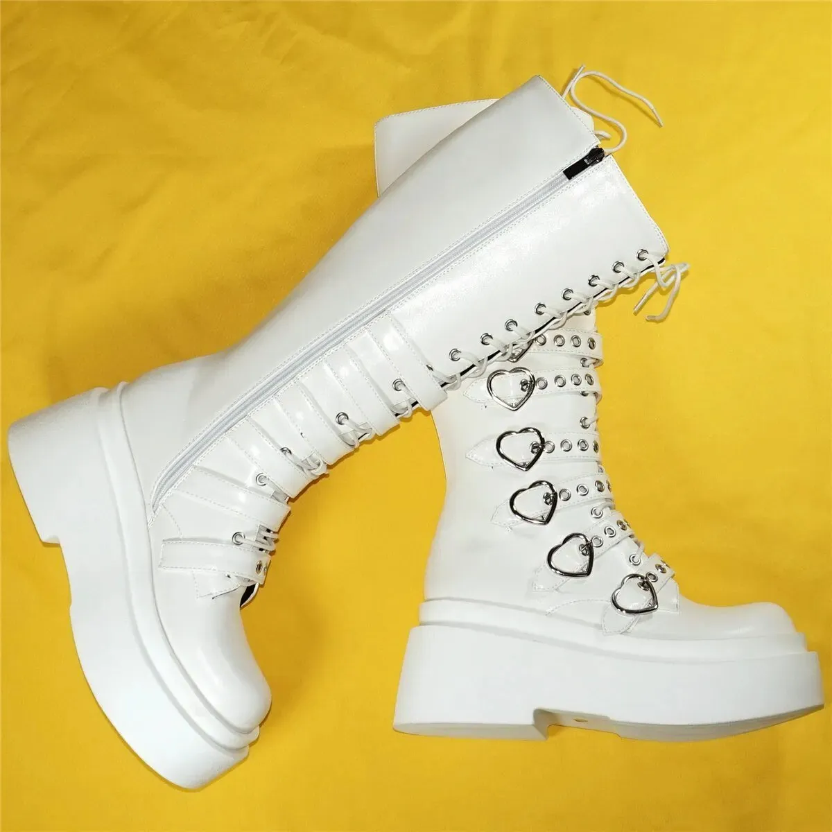 White goth boots