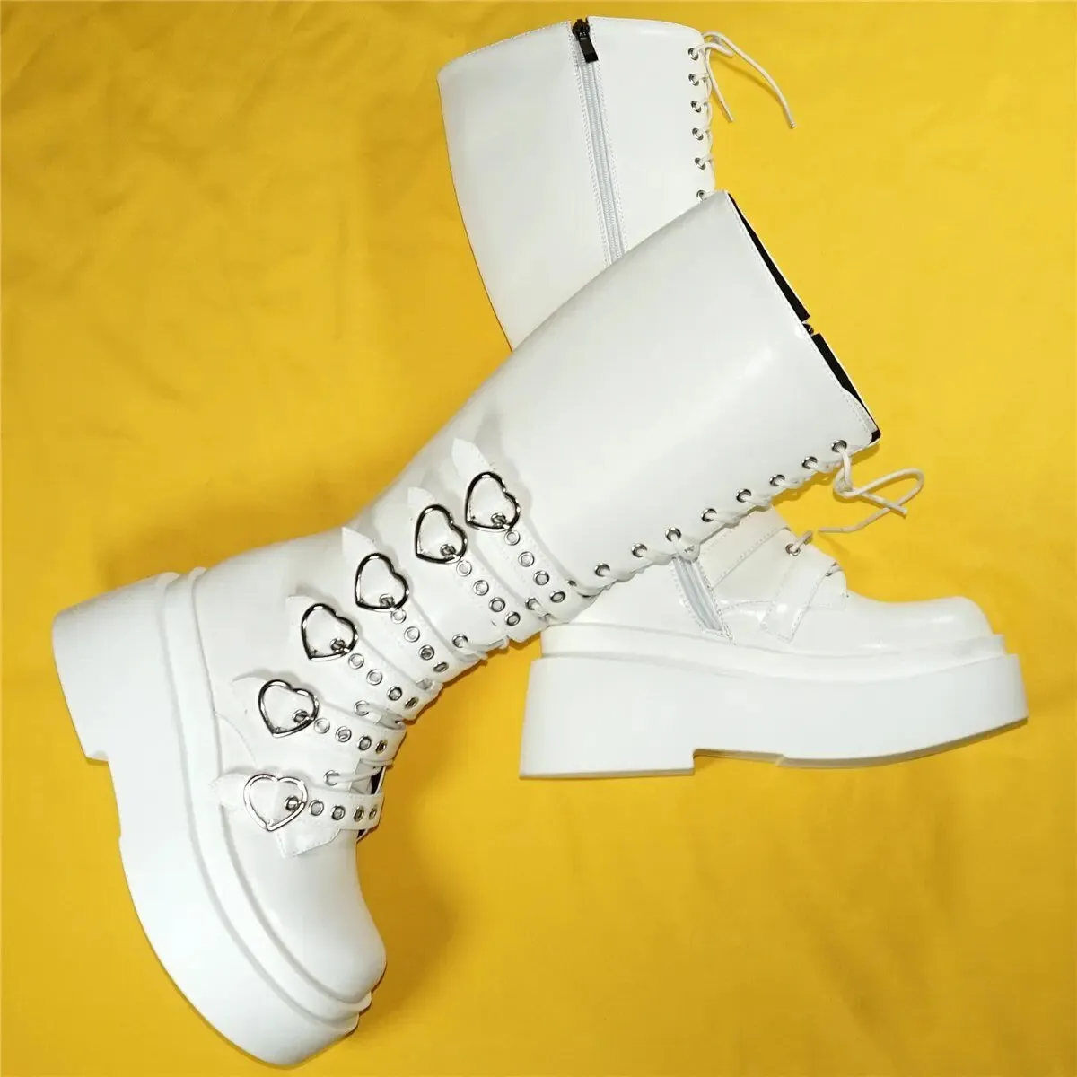 White goth boots