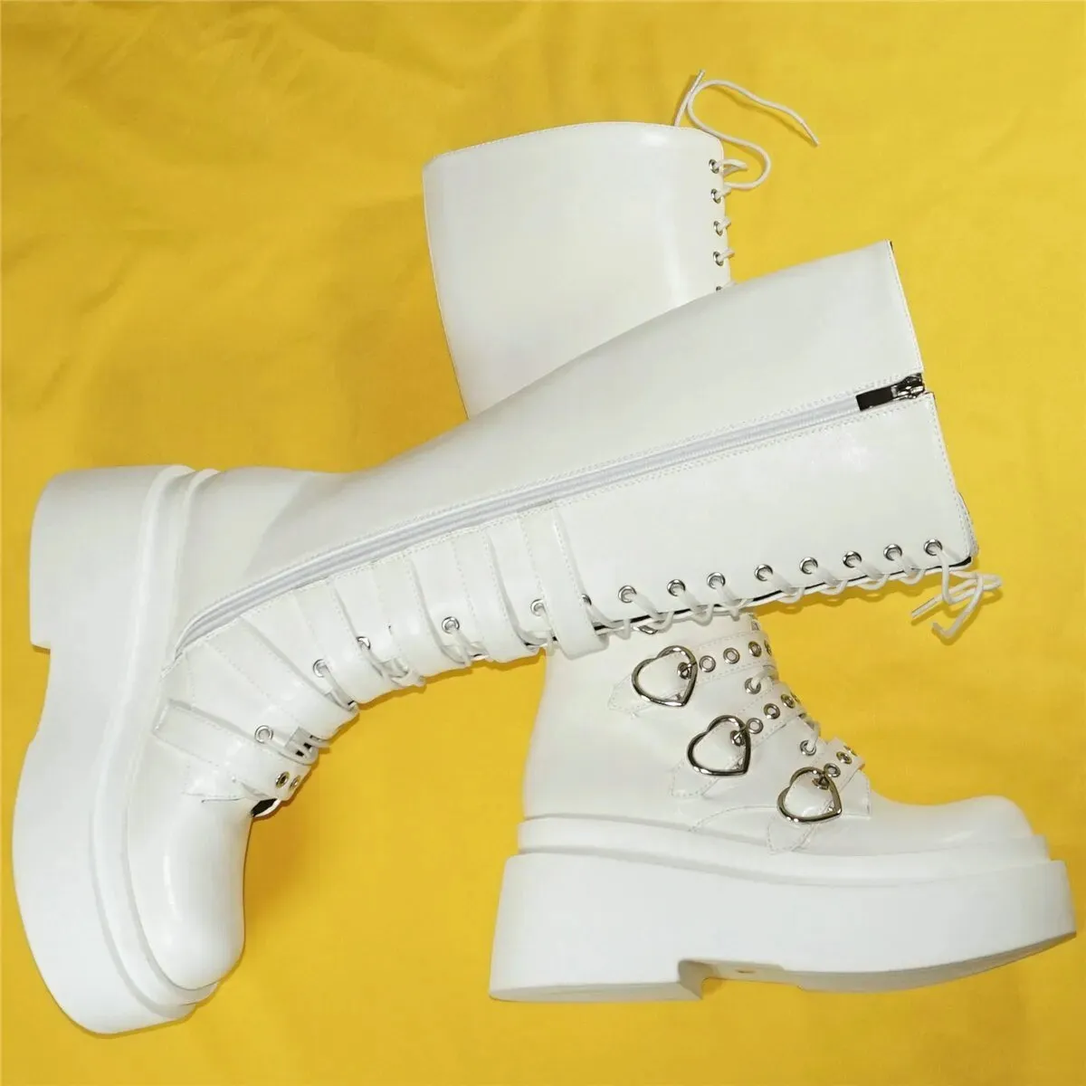 White goth boots