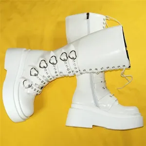 White goth boots