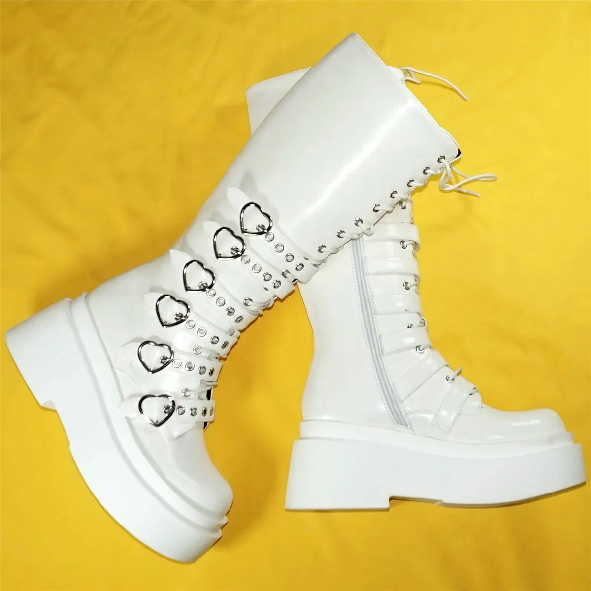 White goth boots