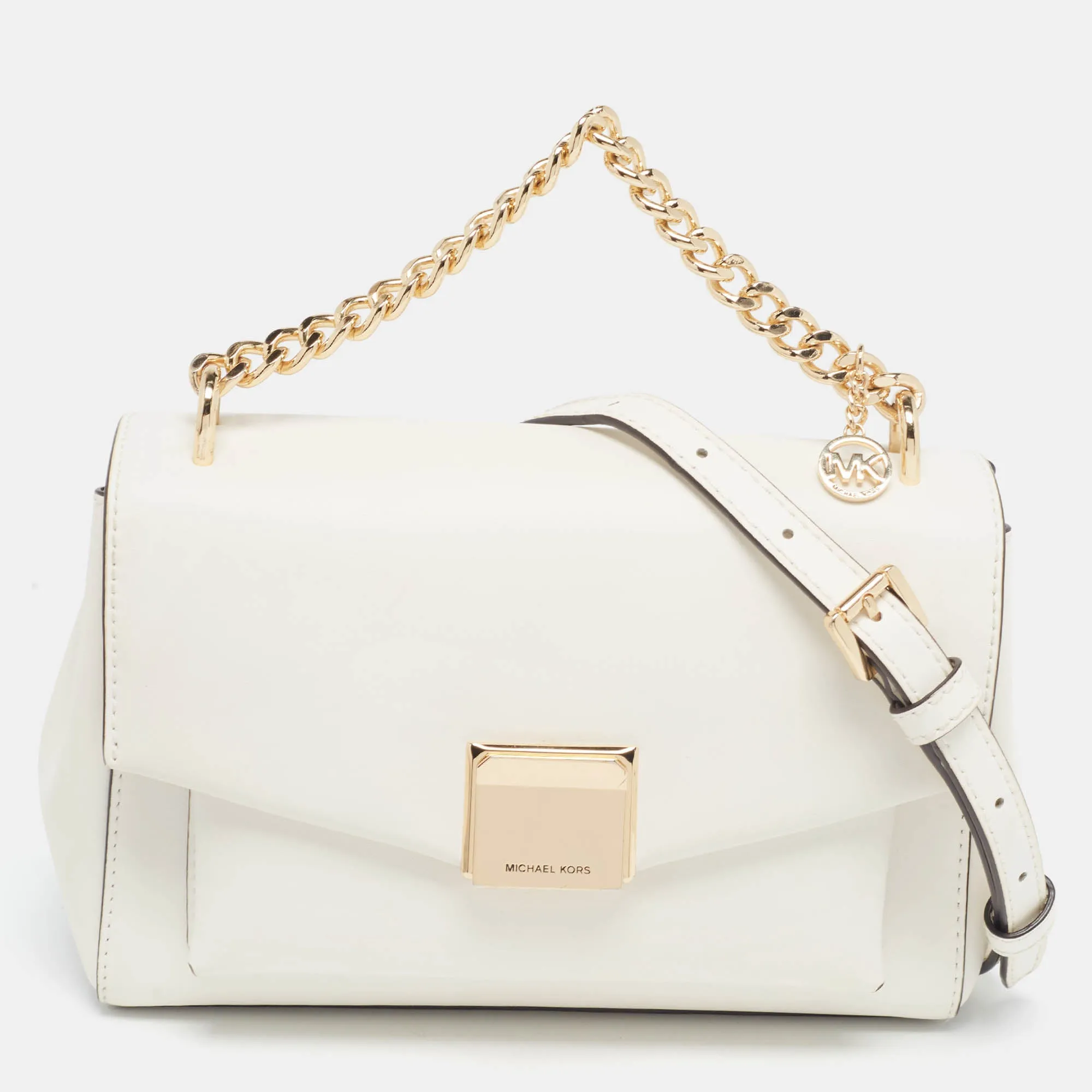 White Leather Lita Shoulder Bag
