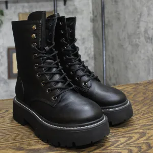 Wild Fable Logan Wide Width Lug Combat Boots with Memory Foam Insole Black 5.5W
