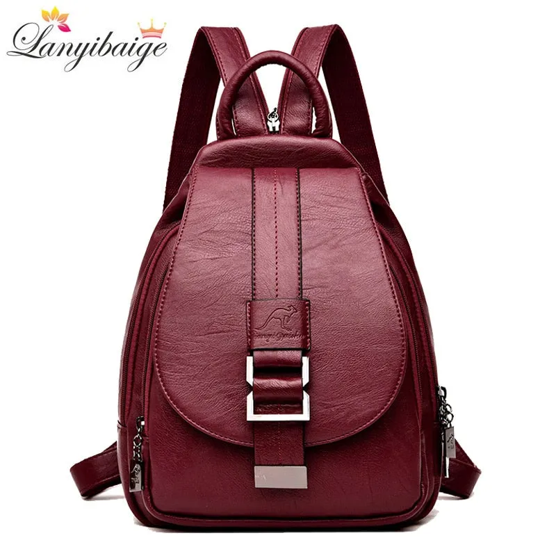 Winter 2020 Women Leather Backpacks Fashion Shoulder Bag Female Backpack Ladies Travel Backpack Mochilas School Bags For Girls