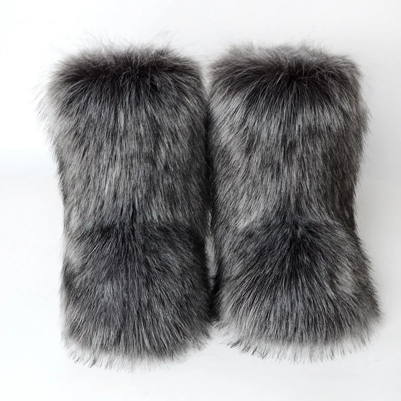 Winter Fluffy Faux Fox Fur Boots