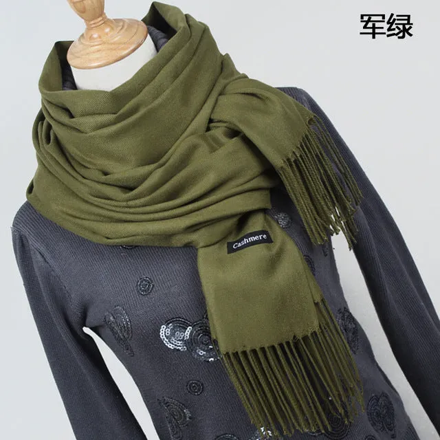 Women solid color cashmere scarves
