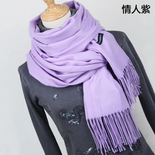 Women solid color cashmere scarves