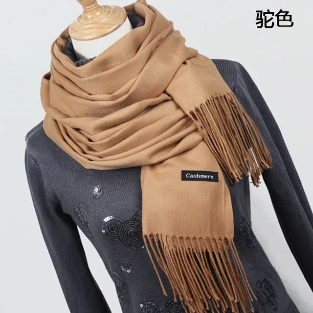 Women solid color cashmere scarves