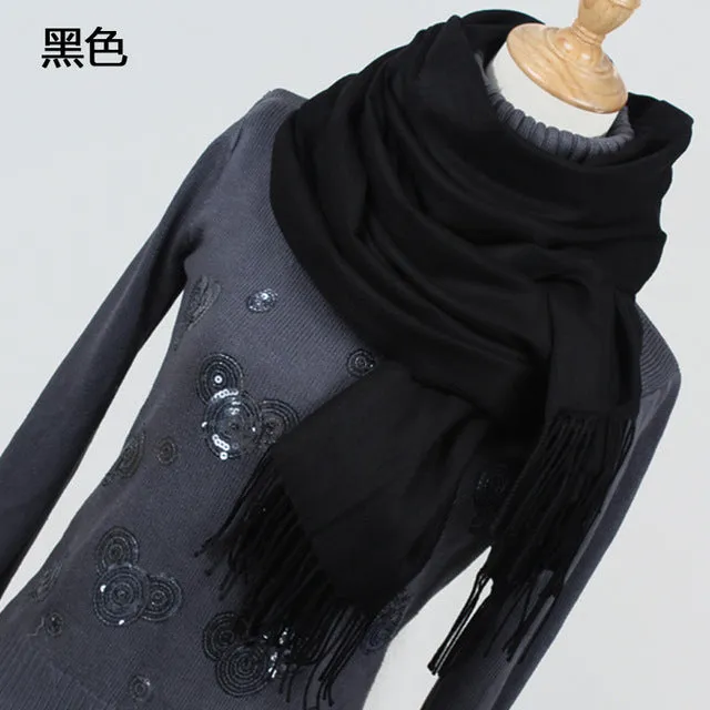 Women solid color cashmere scarves