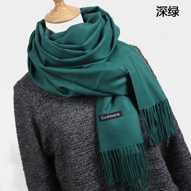 Women solid color cashmere scarves